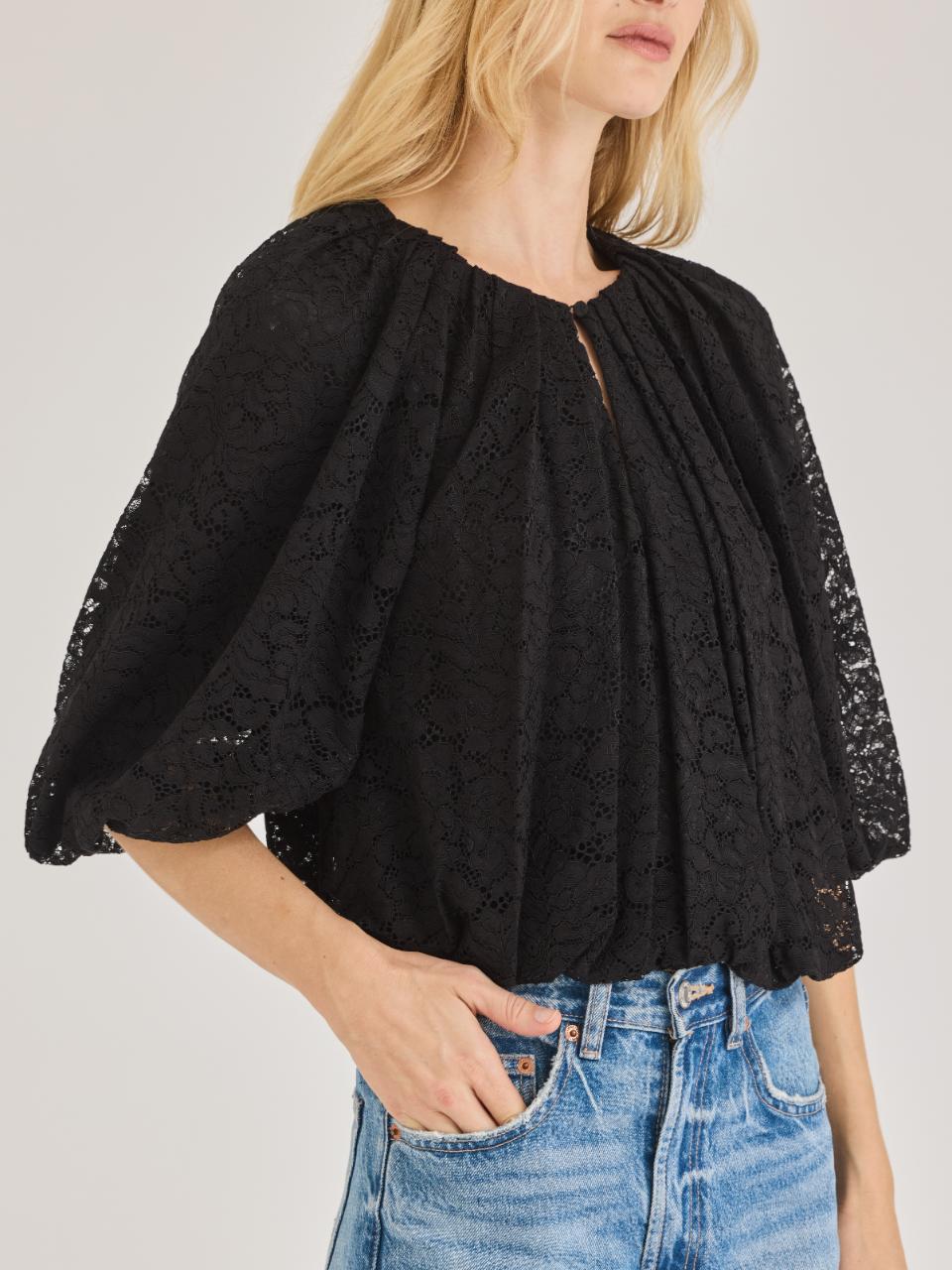 Rebecca Taylor Idun Lace Top in Black