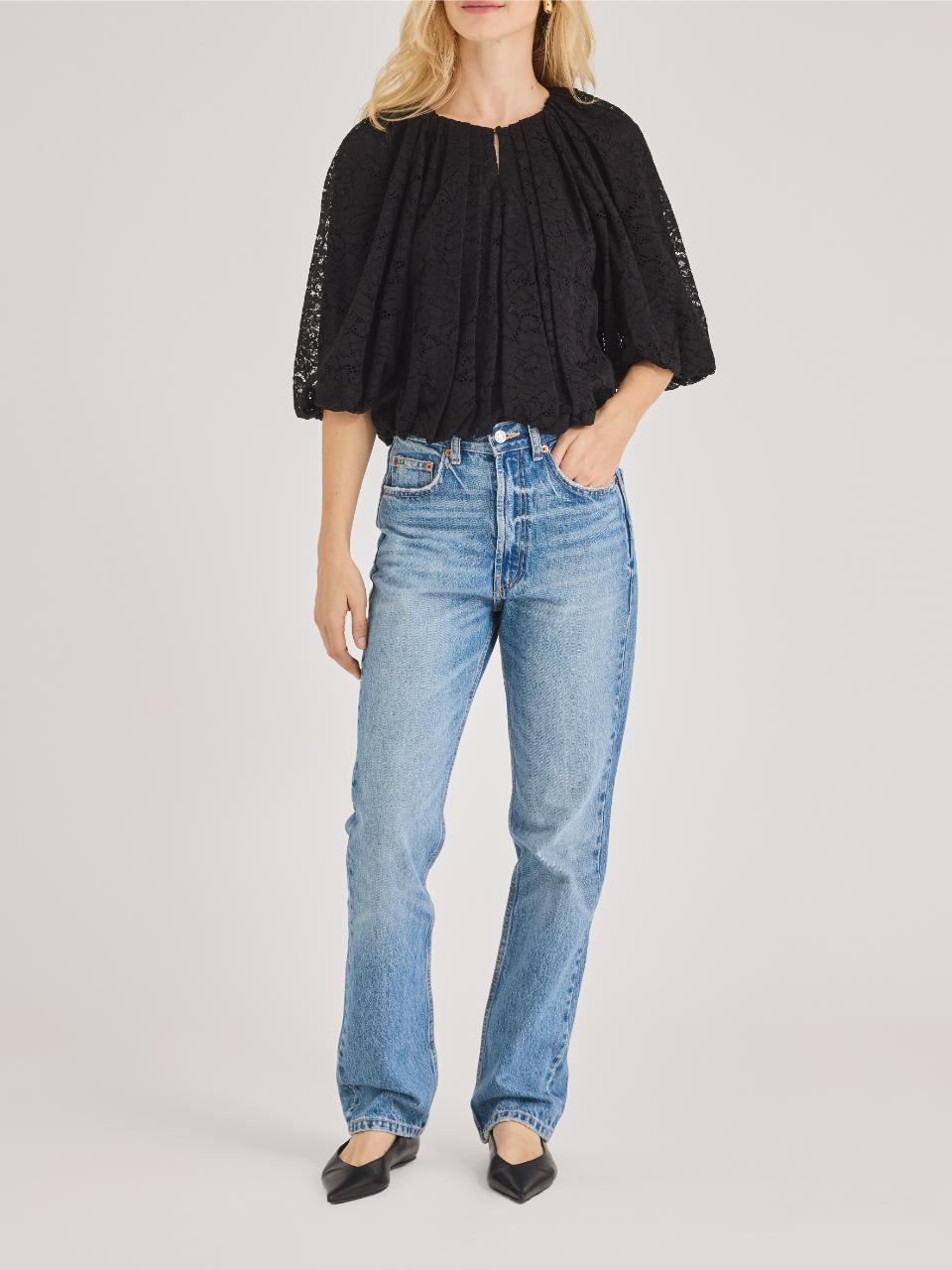 Rebecca Taylor Idun Lace Top in Black