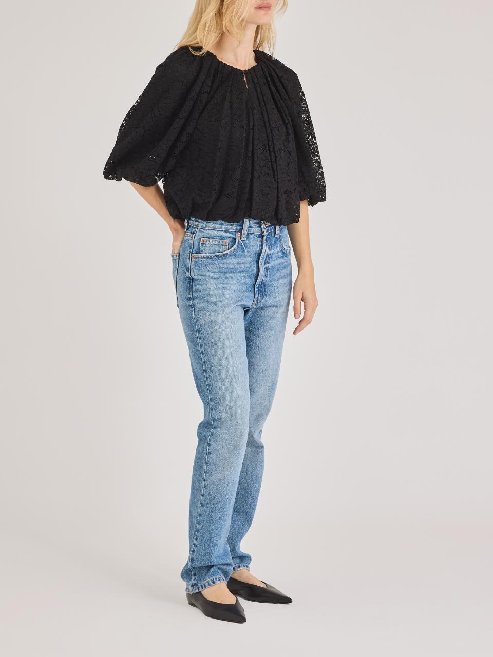 Rebecca Taylor Idun Lace Top in Black