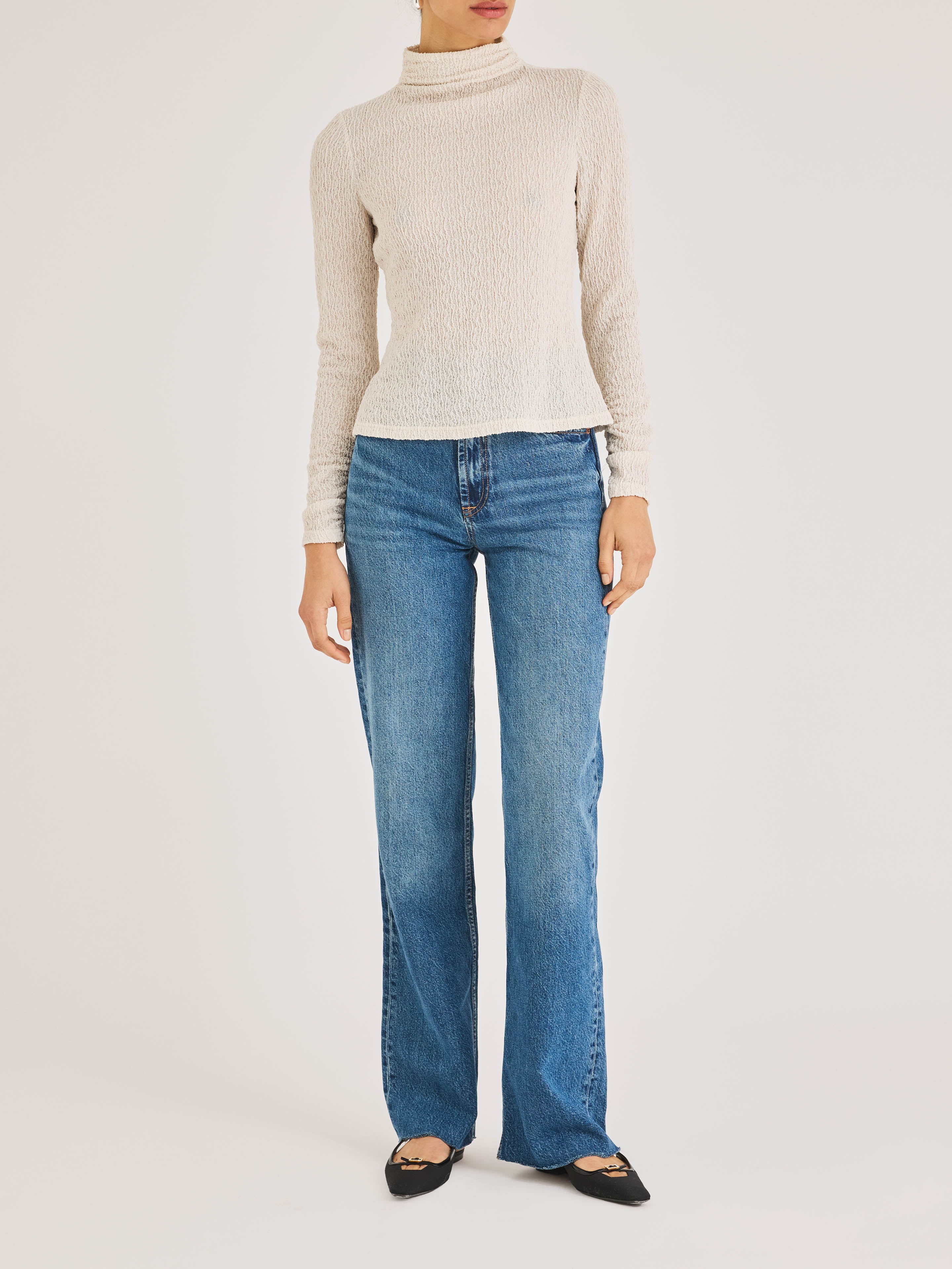 Cream Turtleneck Long Sleeve Top Taryn Knit Top in Cream by Rebecca Taylor