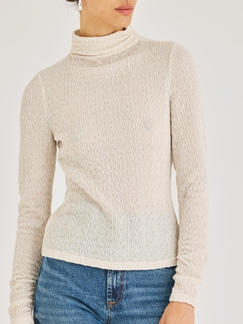 Rebecca Taylor Taryn Knit Top in Cream