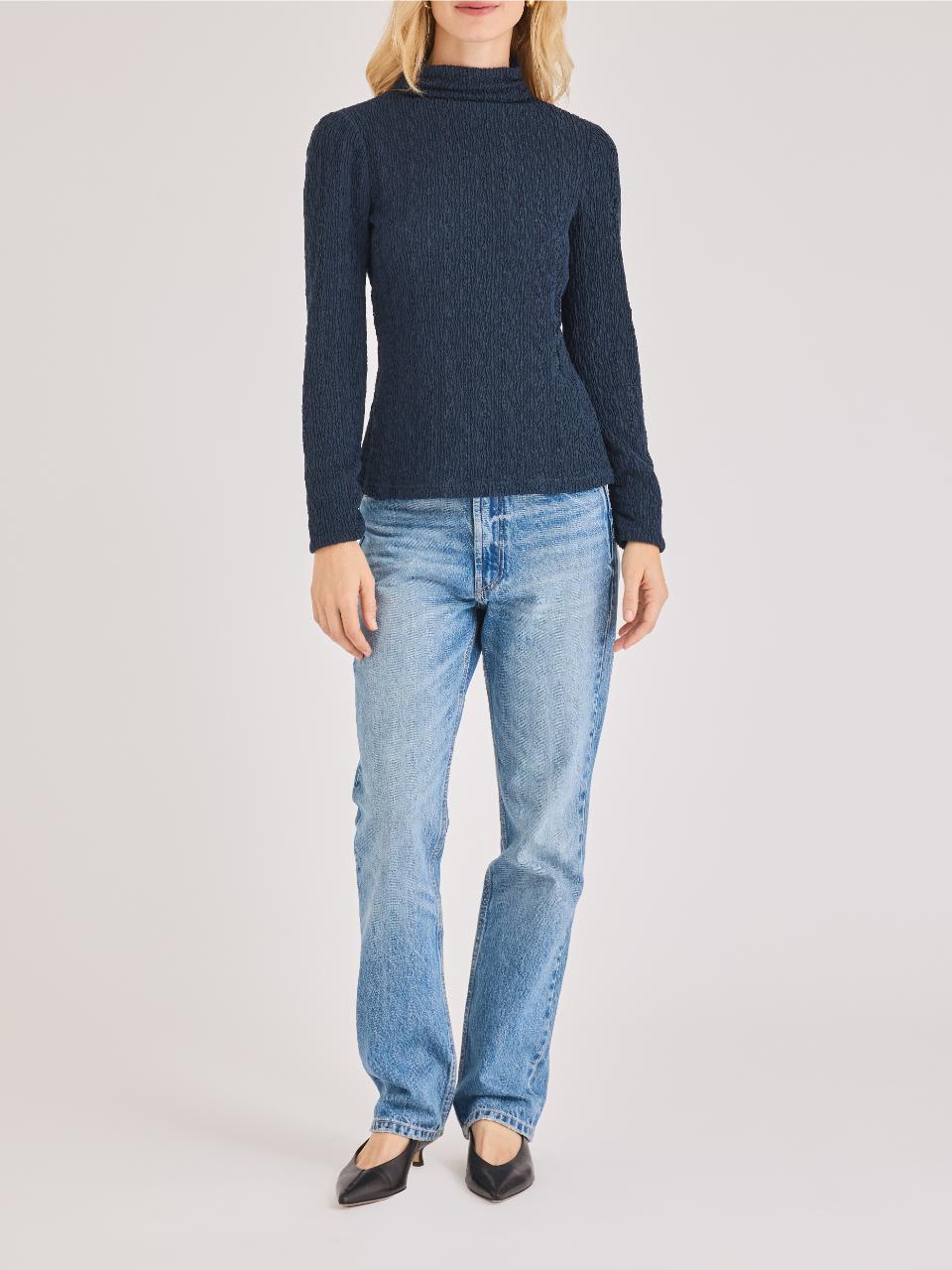 Rebecca Taylor Taryn Knit Top in Navy