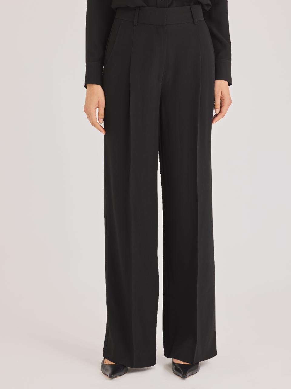 Black High-Waist Wide-Leg Pants Mia Pant in Black by Rebecca Taylor