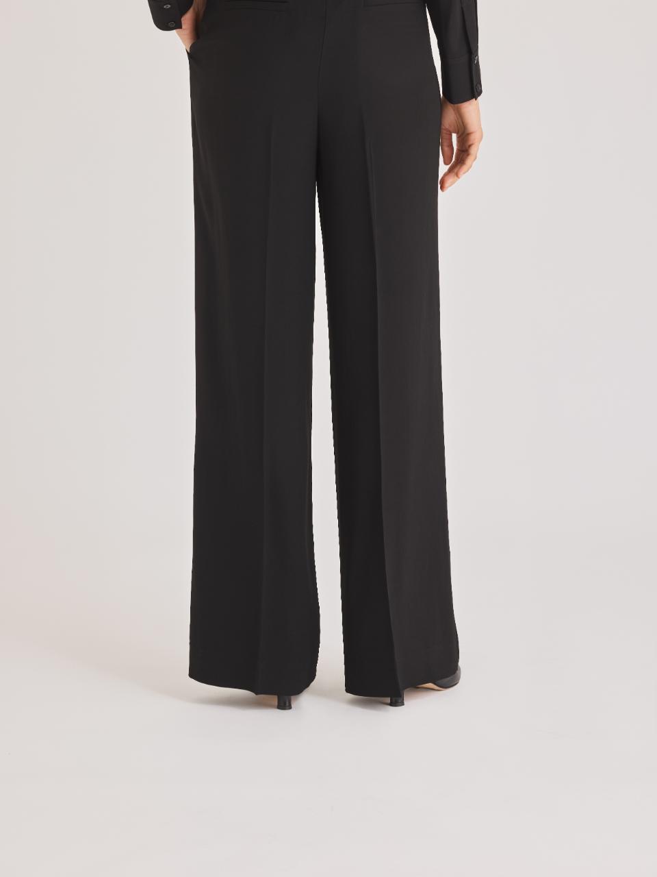 Black High-Waist Wide-Leg Pants Mia Pant in Black by Rebecca Taylor