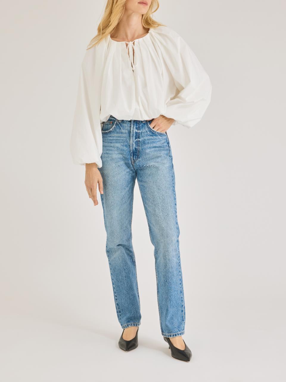 Rebecca Taylor Rhodes Poplin Top in Milk