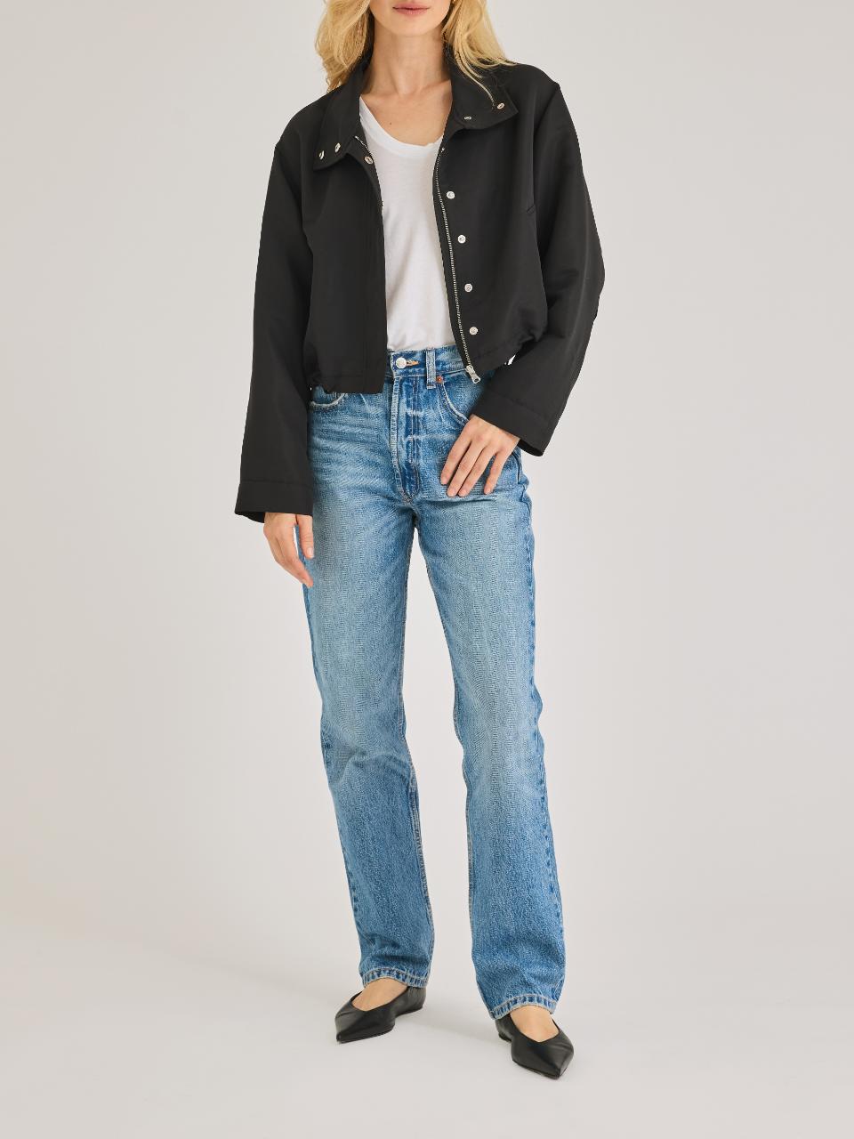 Rebecca Taylor Cropped Faille Jacket in Black