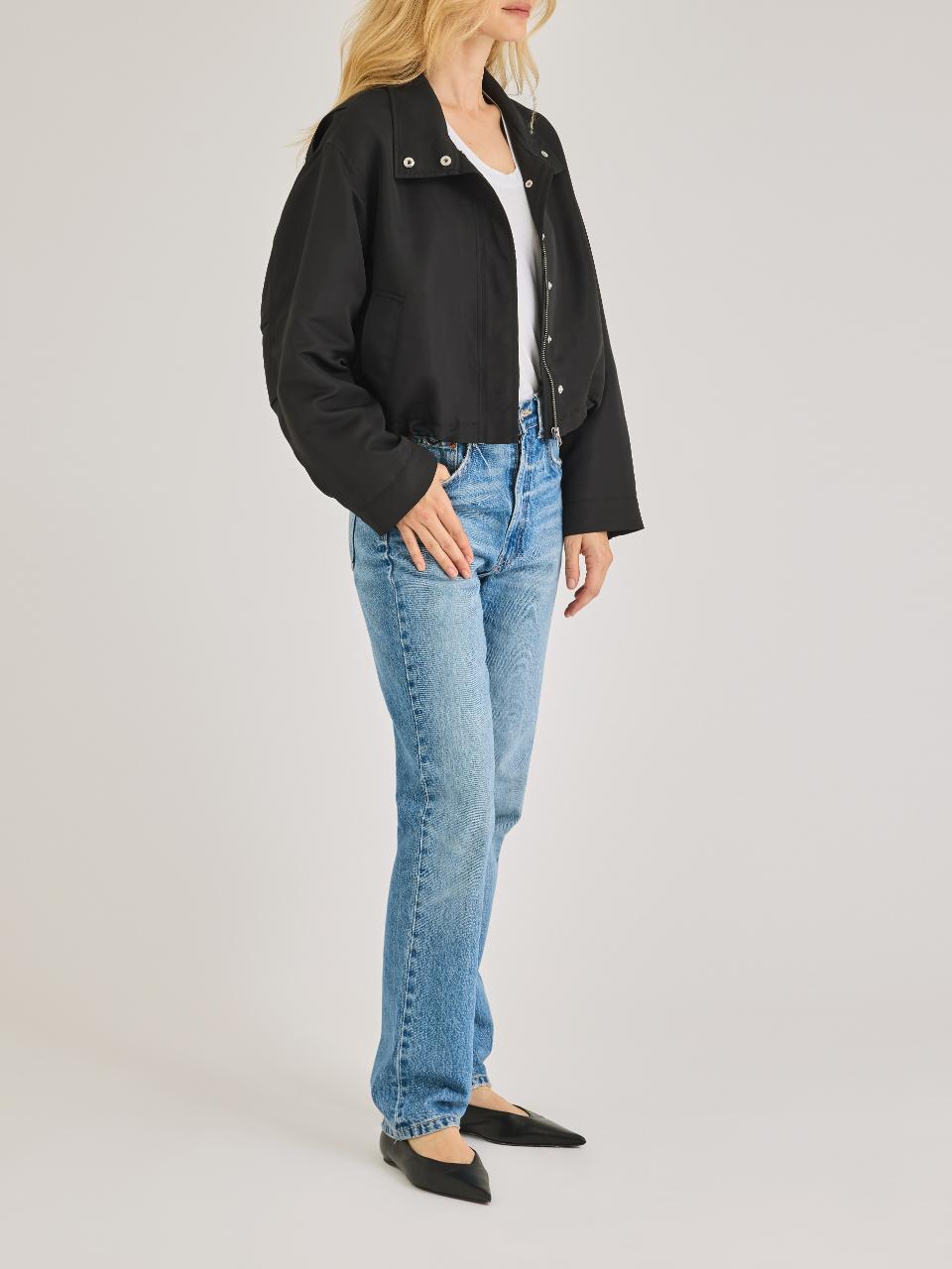 Rebecca Taylor Cropped Faille Jacket in Black