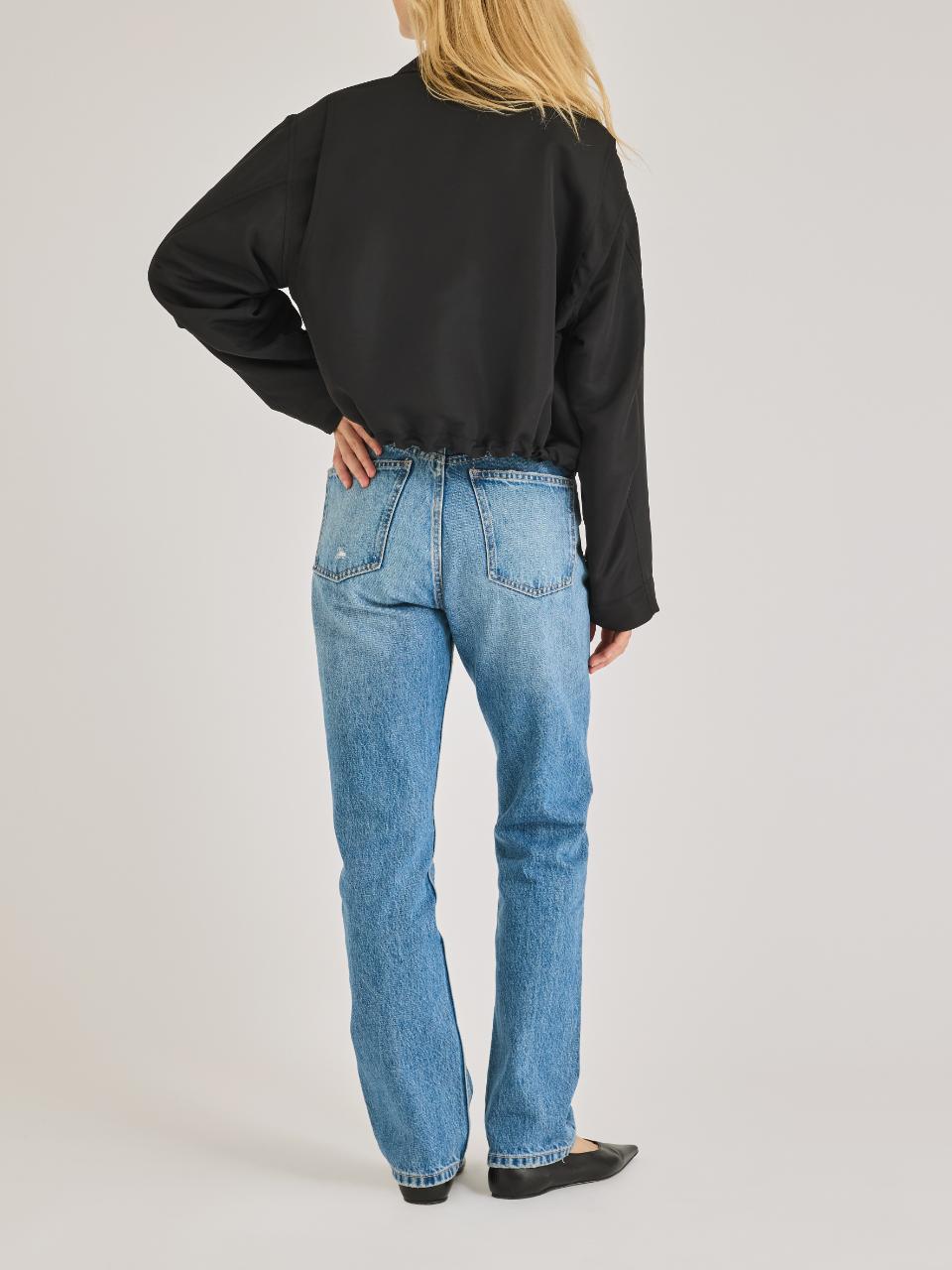 Rebecca Taylor Cropped Faille Jacket in Black