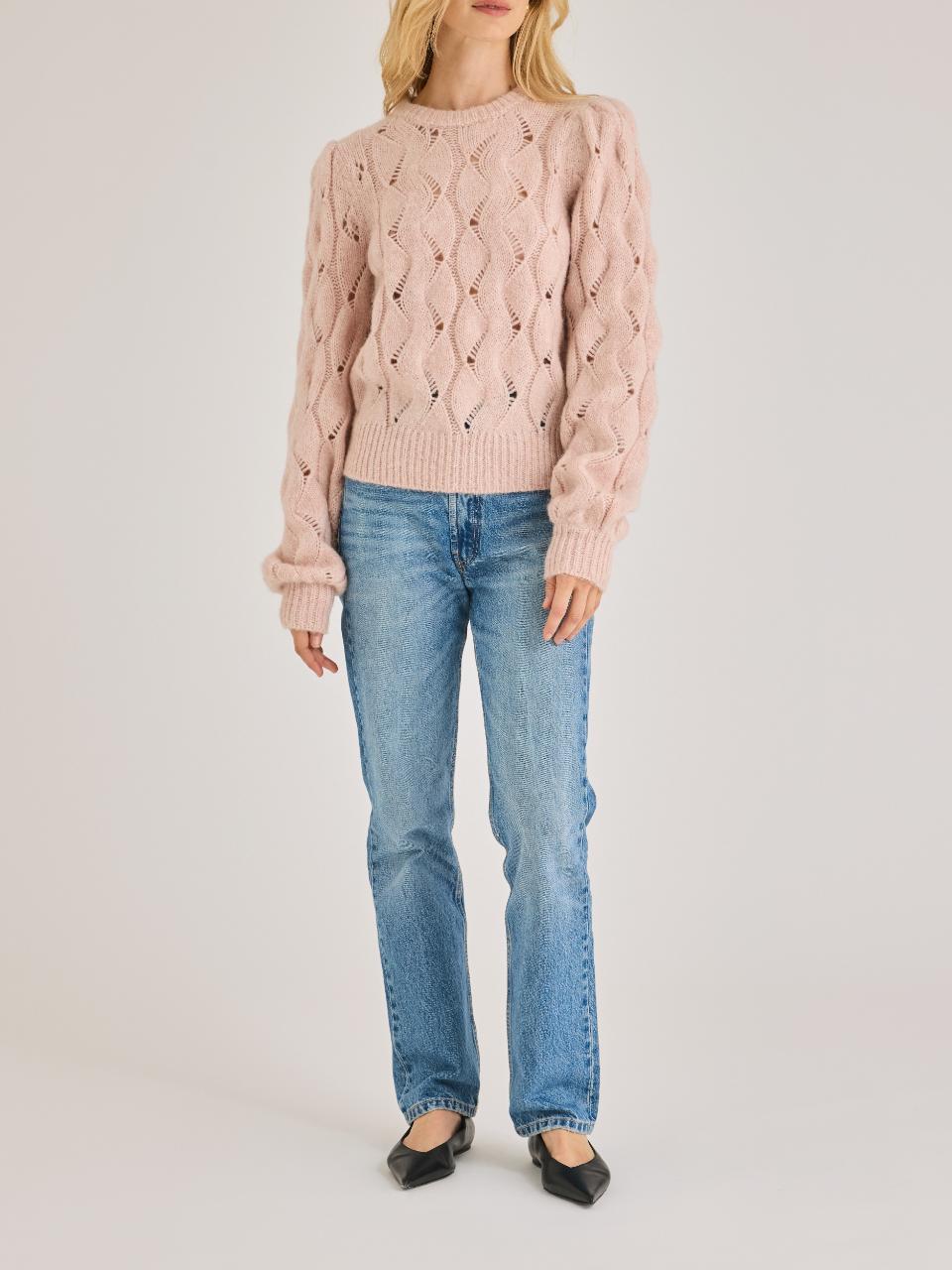 Rebecca Taylor Alpaca Chainette Sweater in Blush