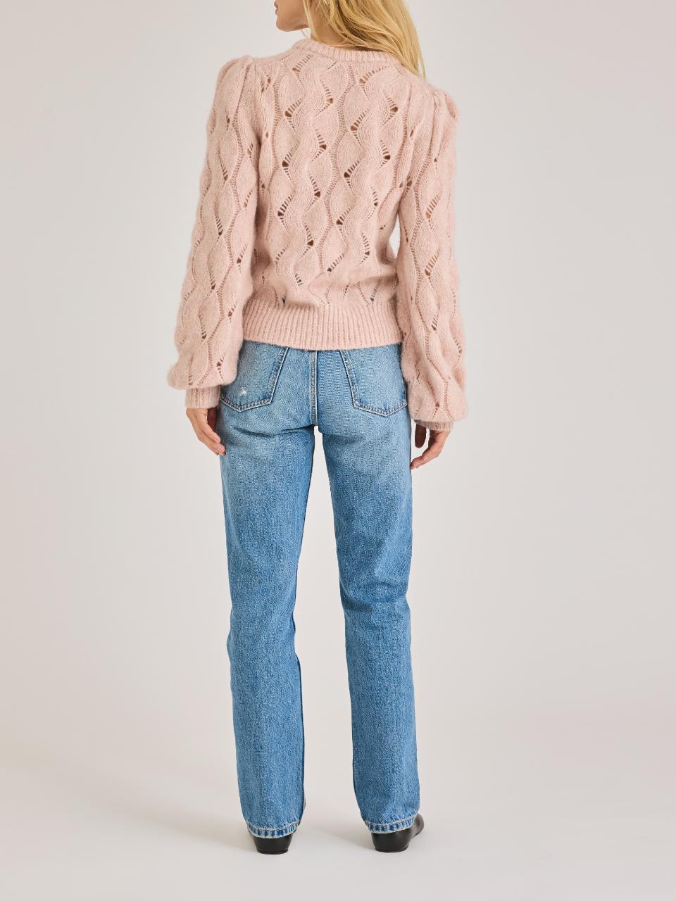 Rebecca Taylor Alpaca Chainette Sweater in Blush