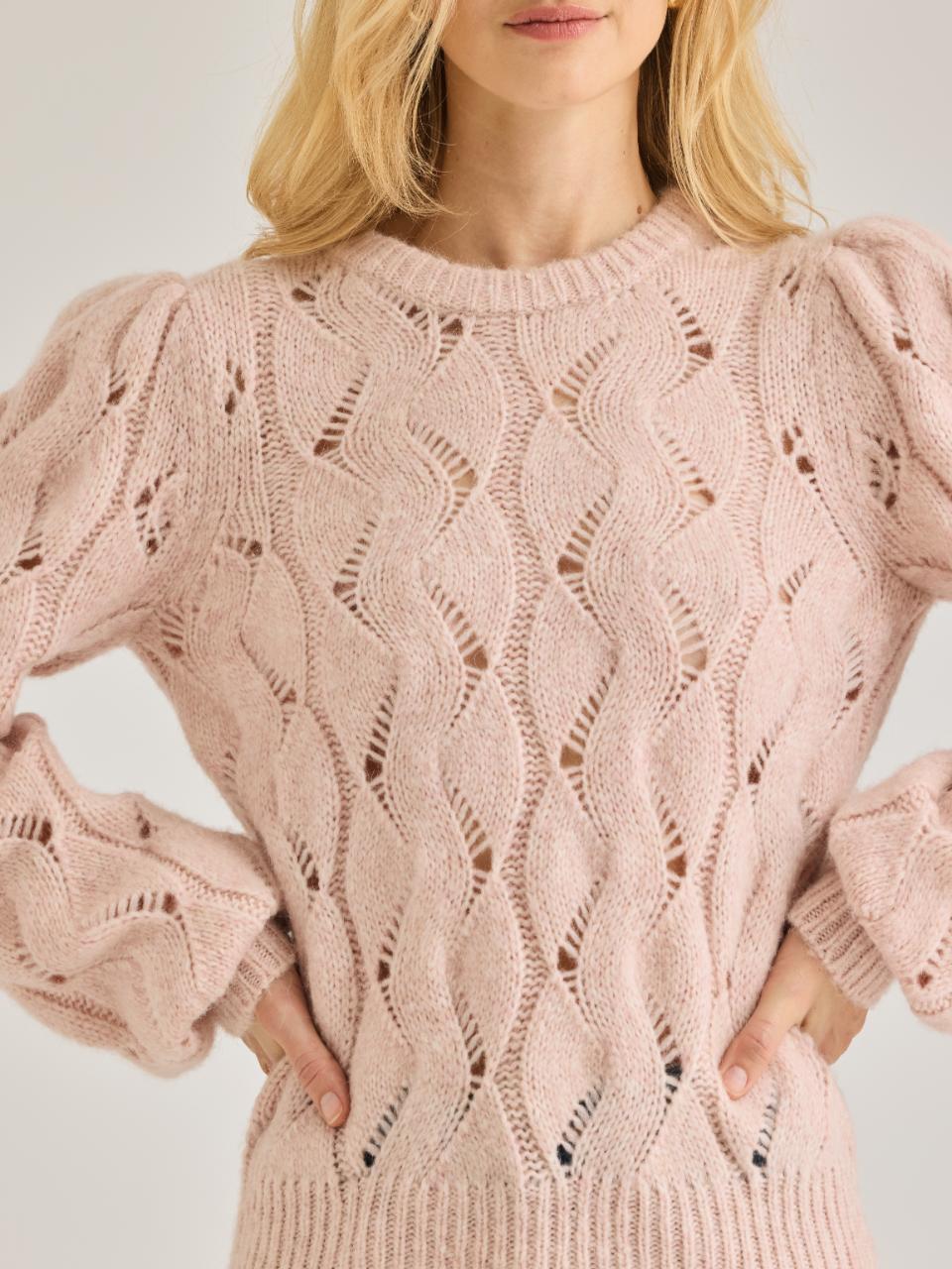 Rebecca Taylor Alpaca Chainette Sweater in Blush