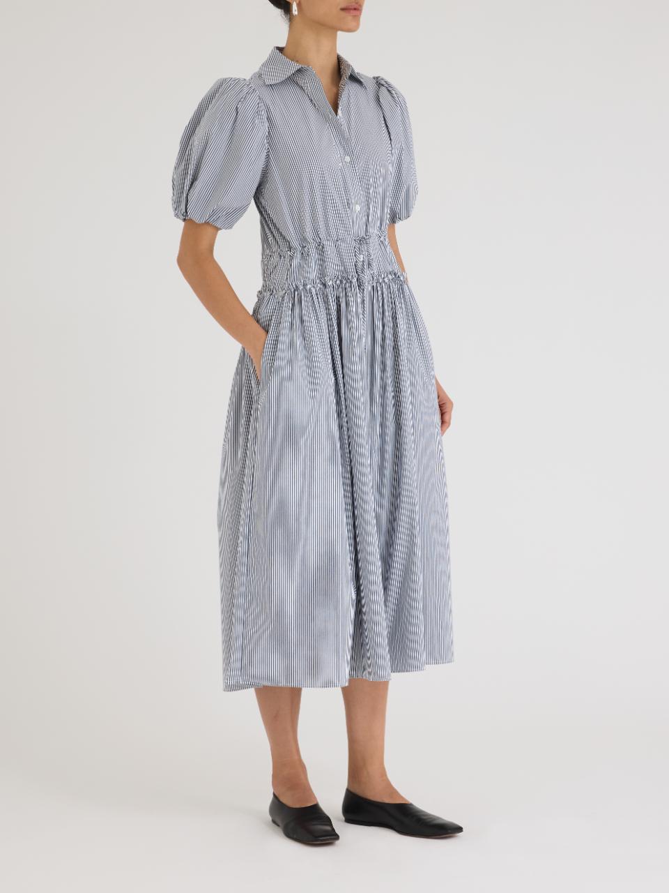 Rebecca Taylor Poplin Shirt Dress in Blue Stripe