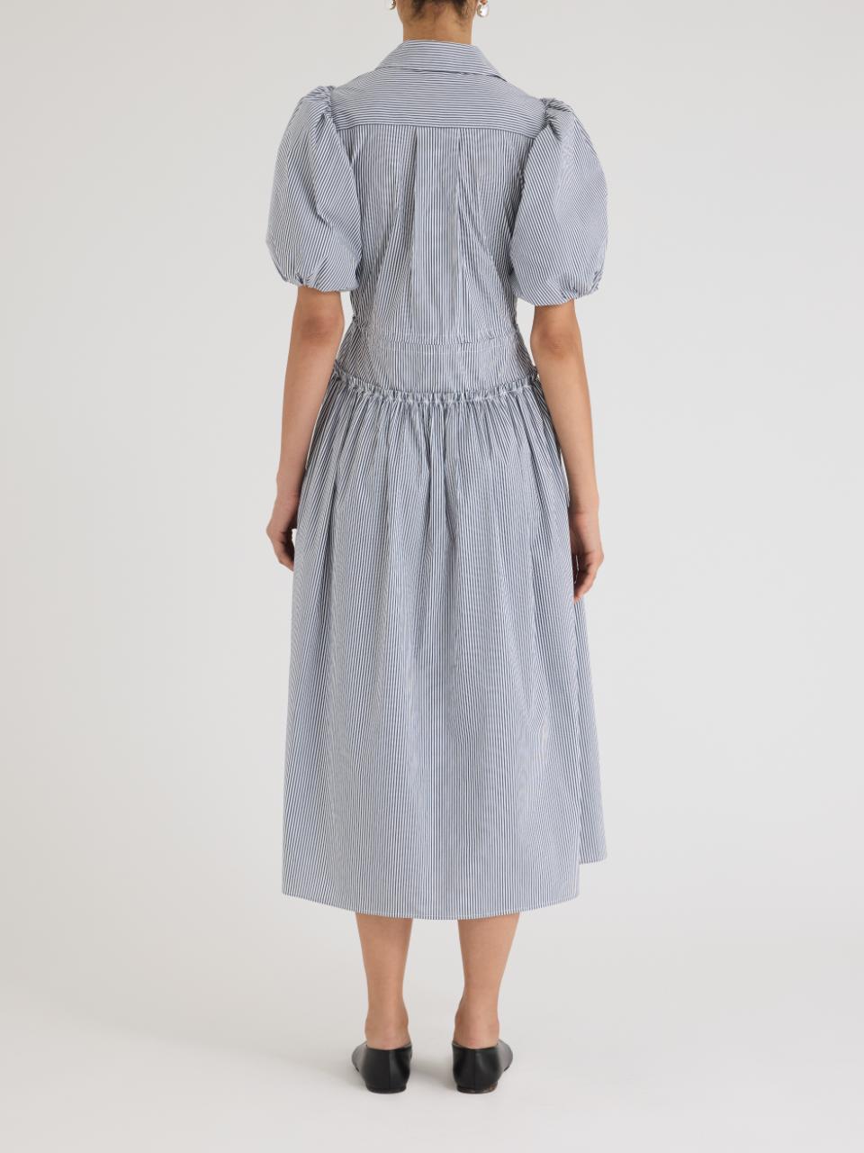 Rebecca Taylor Poplin Shirt Dress in Blue Stripe