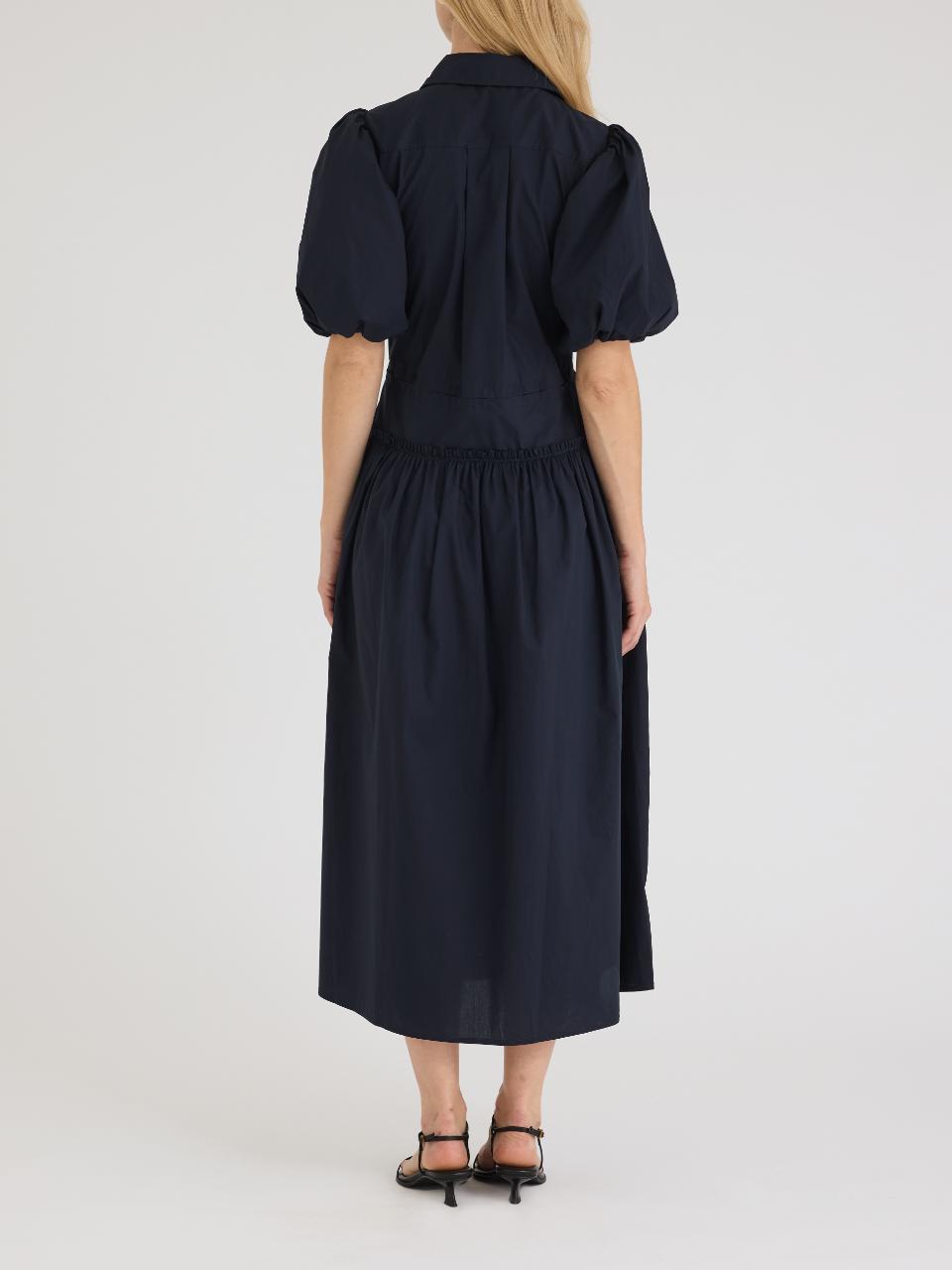 Rebecca Taylor Poplin Shirt Dress in Dark Navy