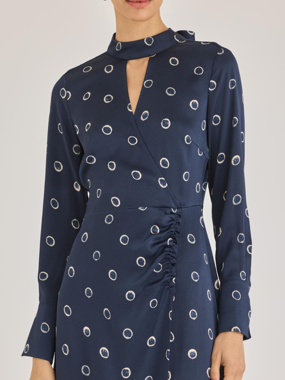 Rebecca Taylor Hazy Dot Dress in Navy Combo