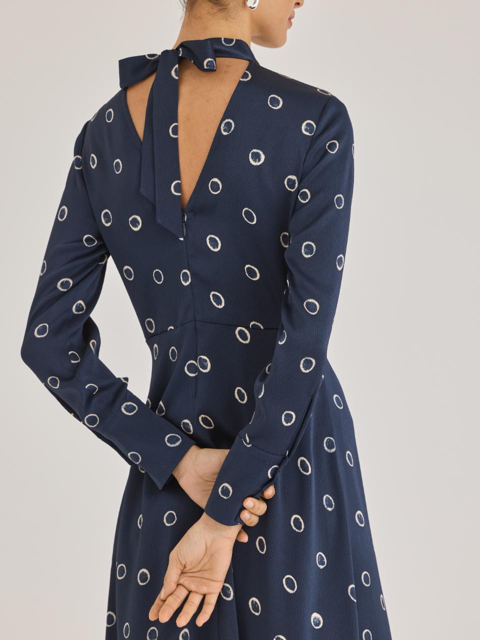 Rebecca Taylor Hazy Dot Dress in Navy Combo