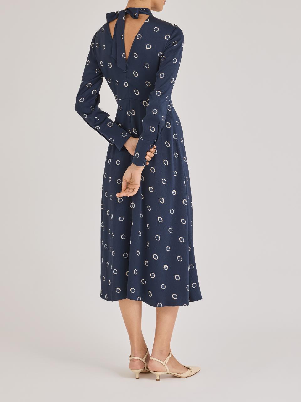 Rebecca Taylor Hazy Dot Dress in Navy Combo