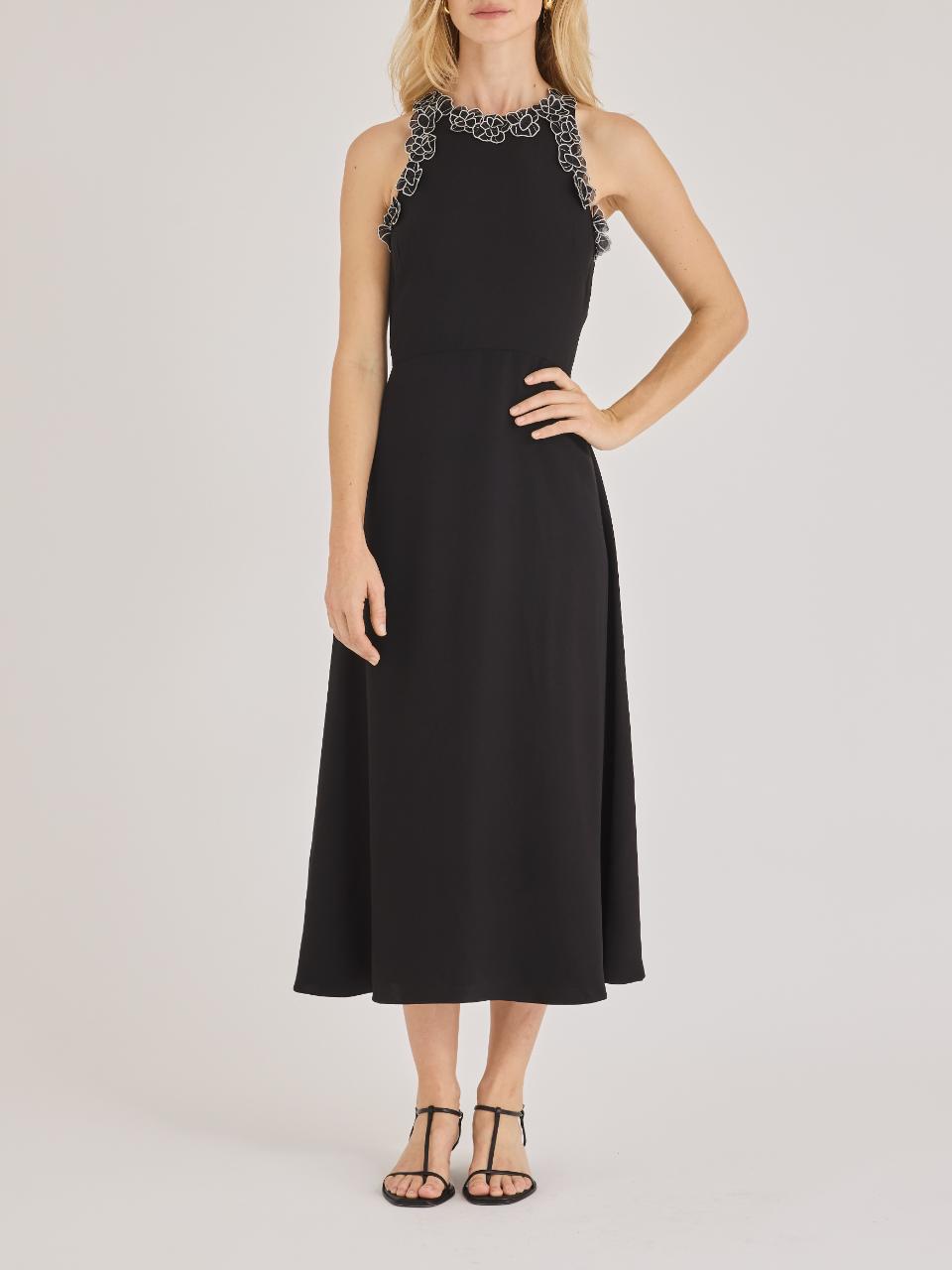 Black Sleeveless Midi Dress Mia Dress in Black by Rebecca Taylor