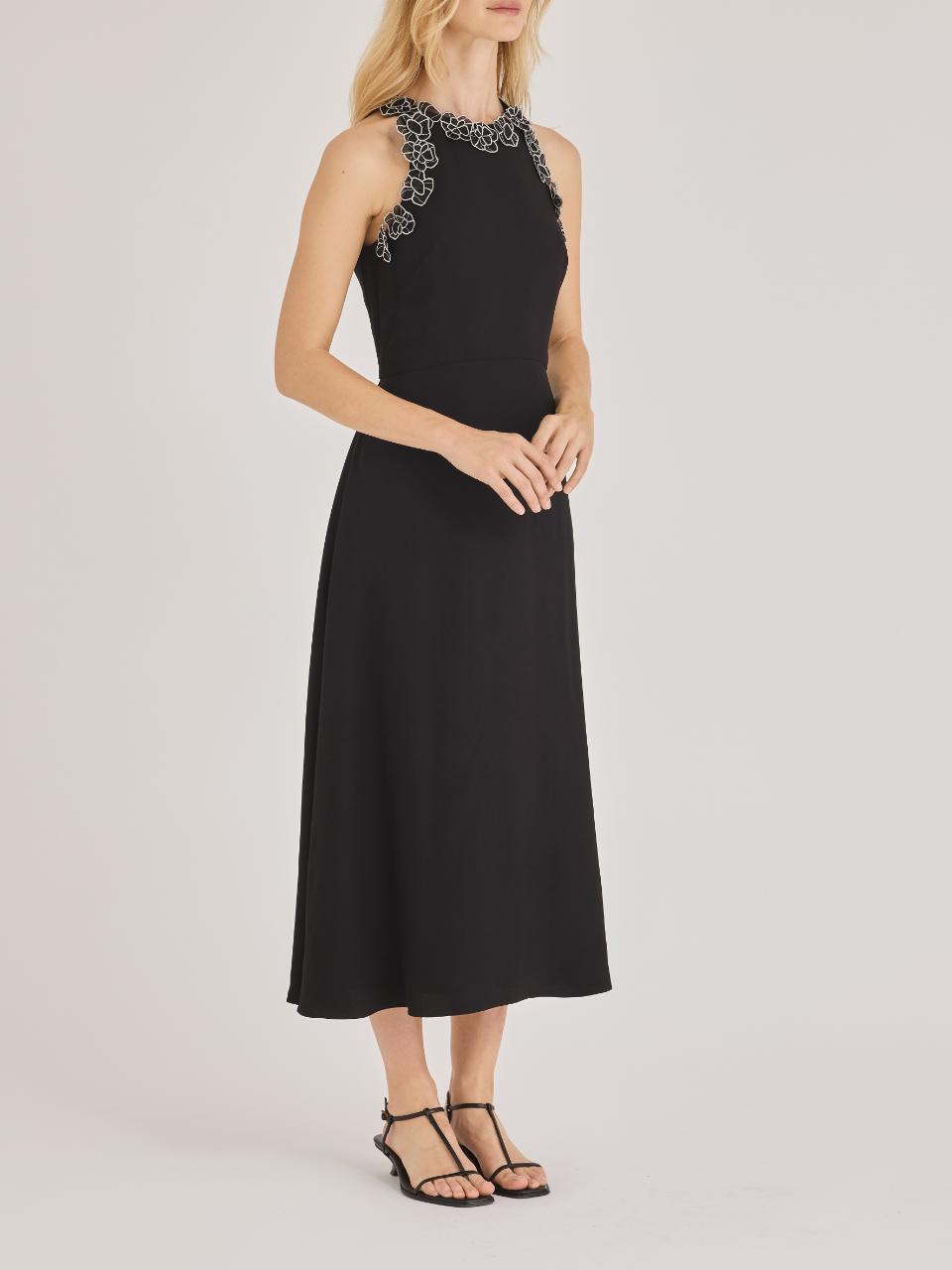 Black Sleeveless Midi Dress Mia Dress in Black by Rebecca Taylor