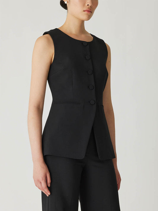 Refined Suiting Button Front Vest