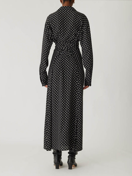 Polka Dot Silky Wrap Dress