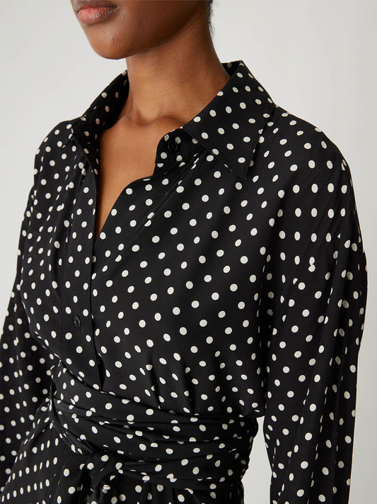 Polka Dot Silky Wrap Dress