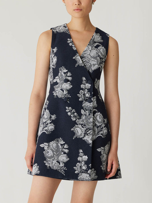 Venice Toile Jacquard Double Breasted Mini Dress