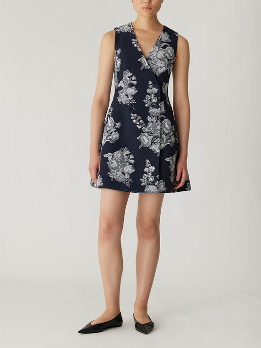 Venice Toile Jacquard Double Breasted Mini Dress