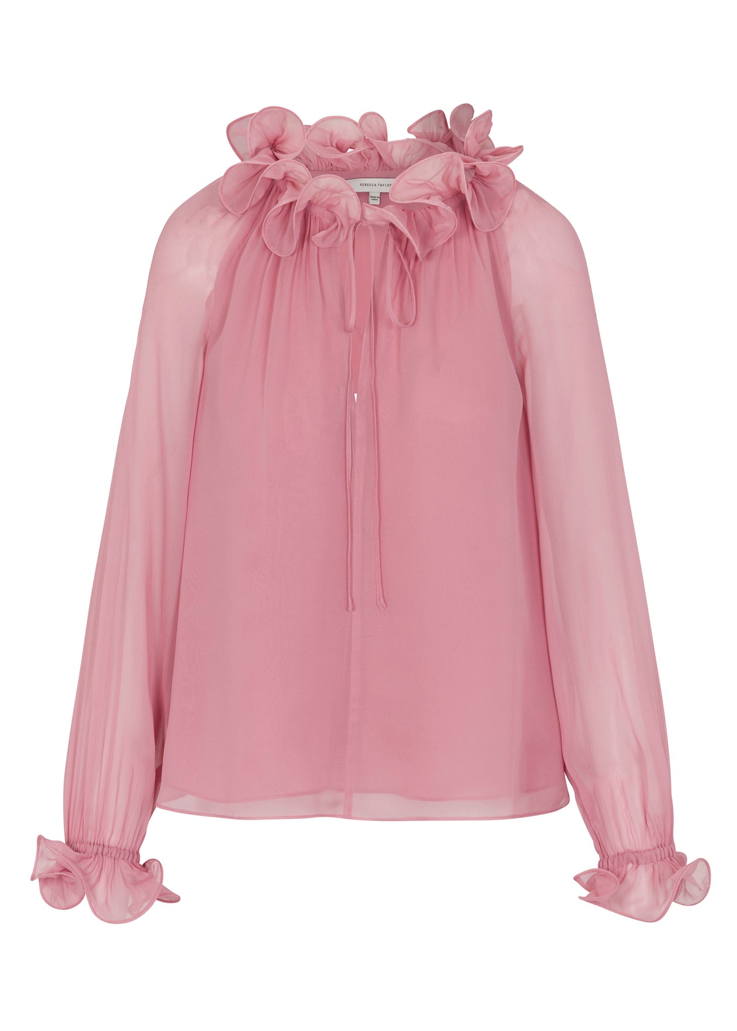 Pink Long-Sleeve Blouse Sarita Long-Sleeve Top in Foxglove by Rebecca Taylor