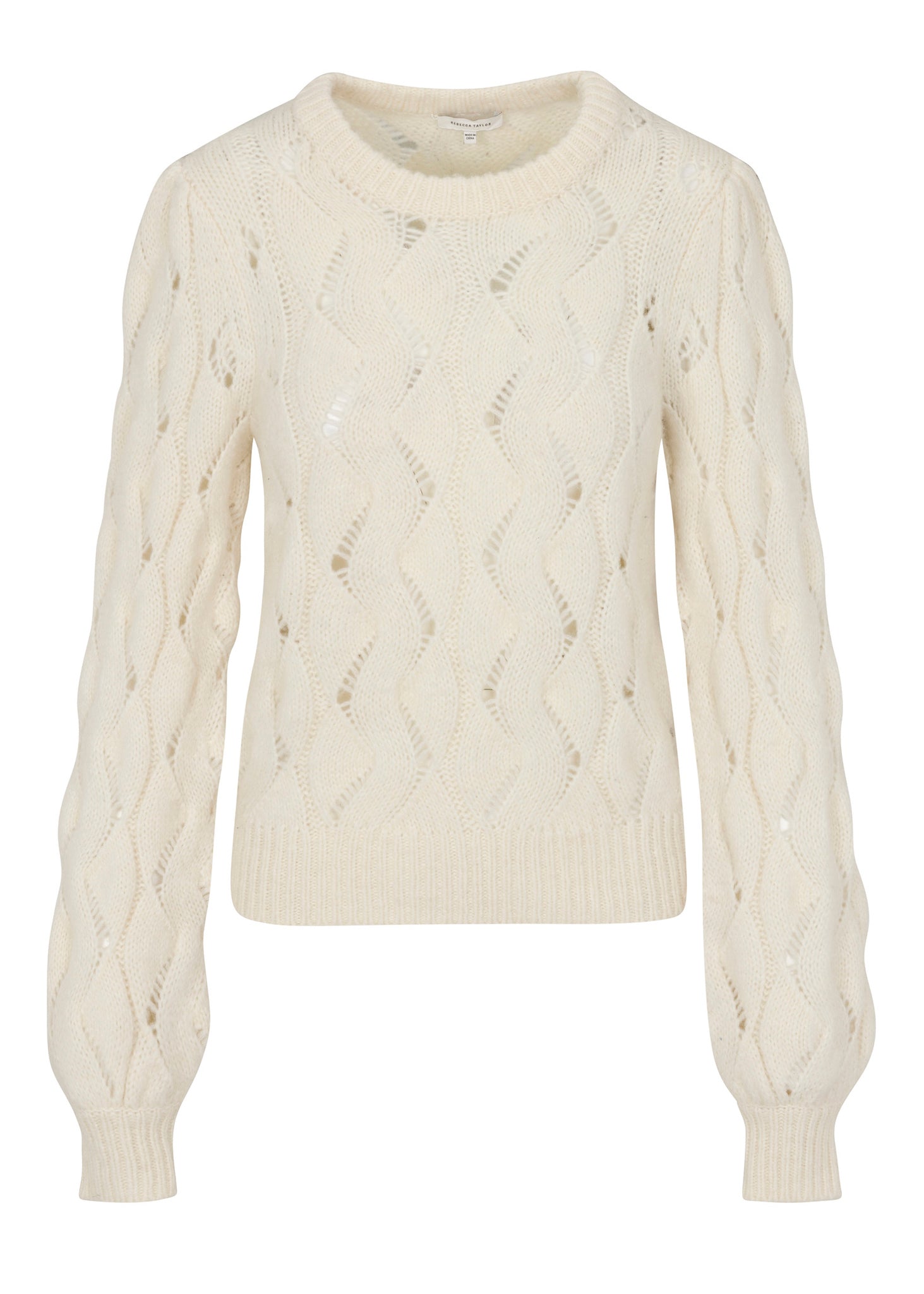 Rebecca Taylor Alpaca Chainette Sweater in Ivory