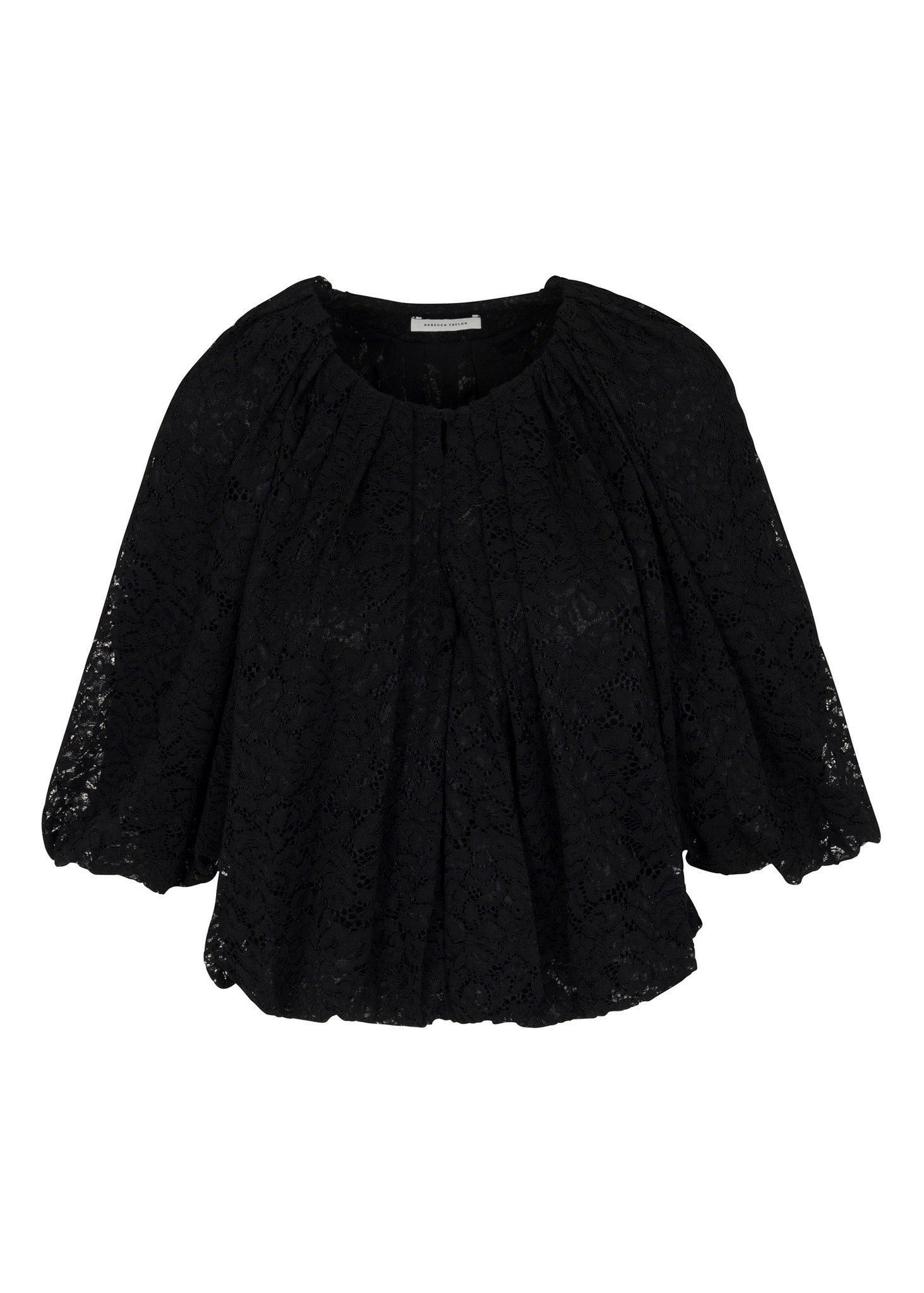 Black Lace Bubble Blouse Idun Lace Top in Black by Rebecca Taylor