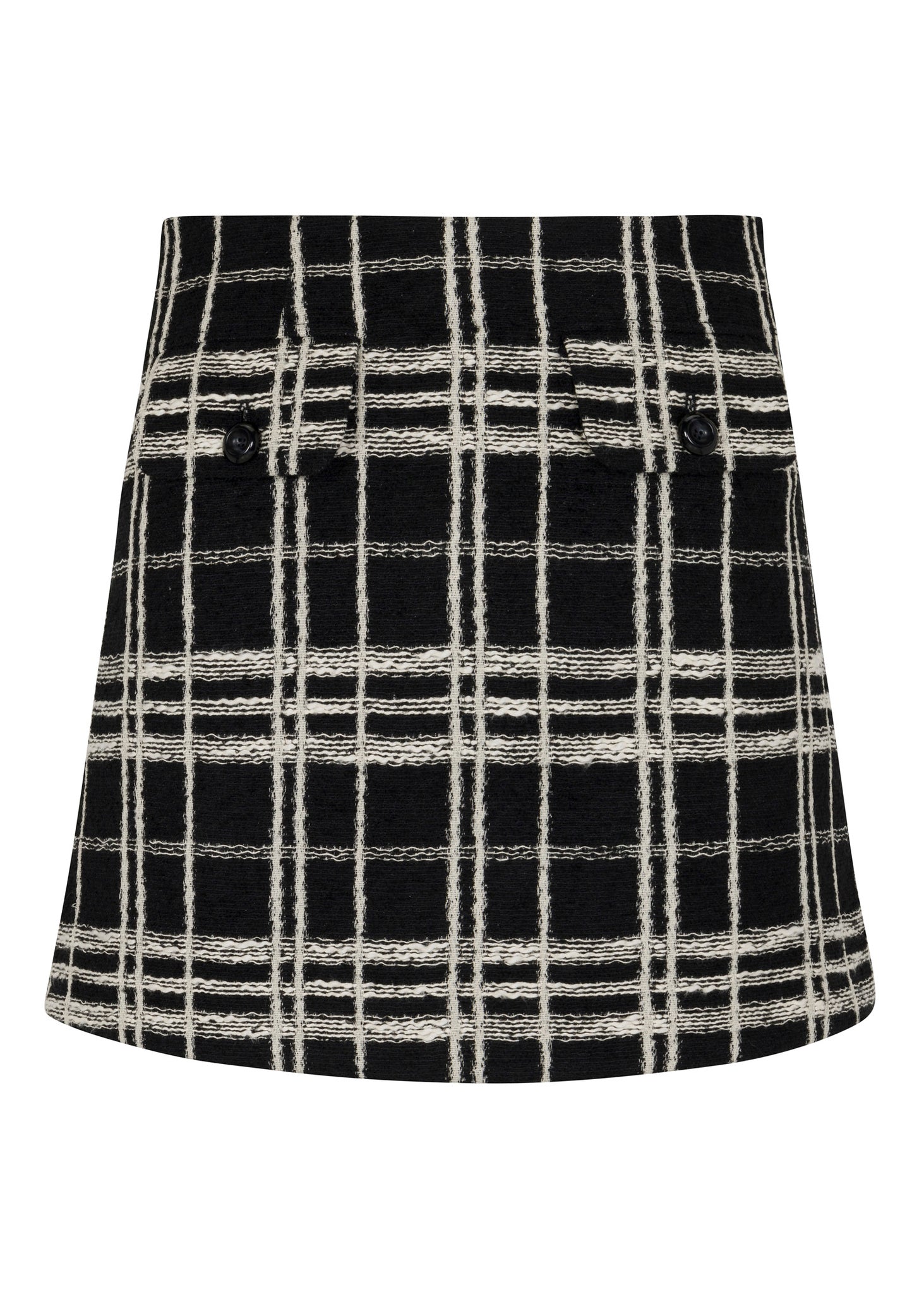 Black and White Plaid A-Line Mini Skirt Camila Skirt in Black White by Rebecca Taylor