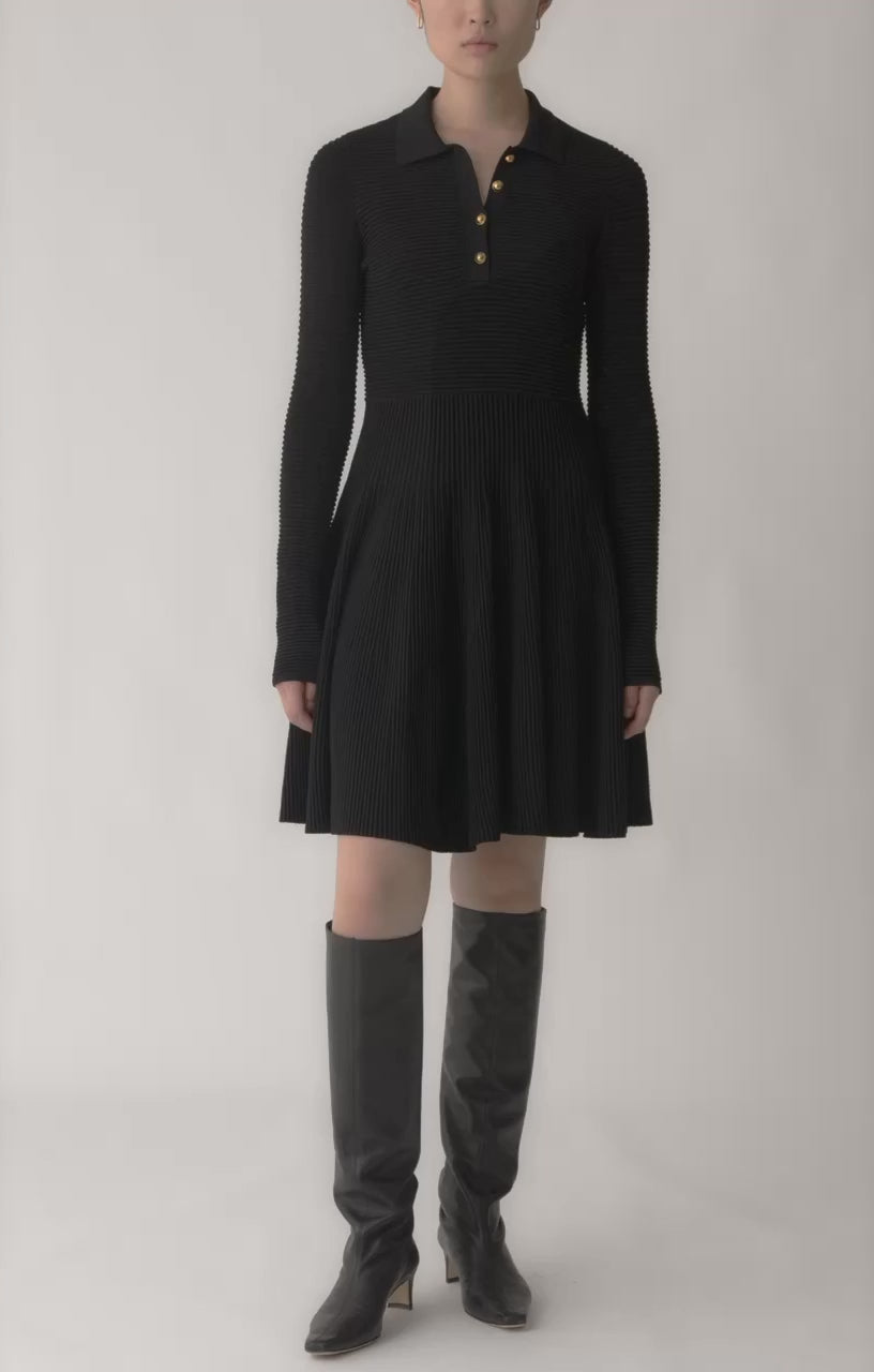 Ottoman Knit Ls Dress