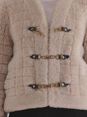 Quilted Stitch Shearling Jacket