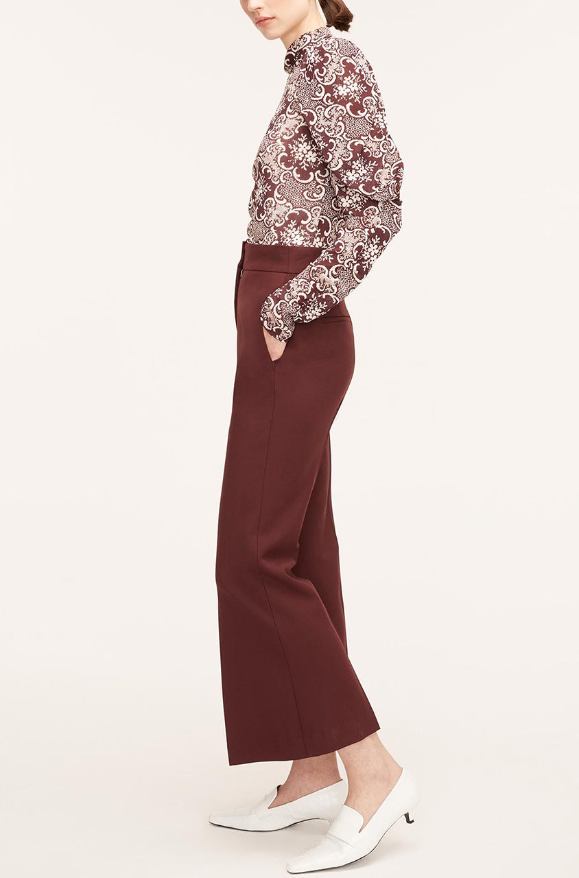 Brown High Rise Dress Pants Cavalry Twill Straight Pant in Light Port by Rebecca Taylor