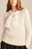 Cotton-Blend Sweater With Removable Bow