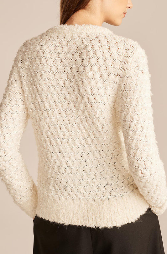 Cotton Blend Sweater With Removable Bow Ivory Rebecca Taylor