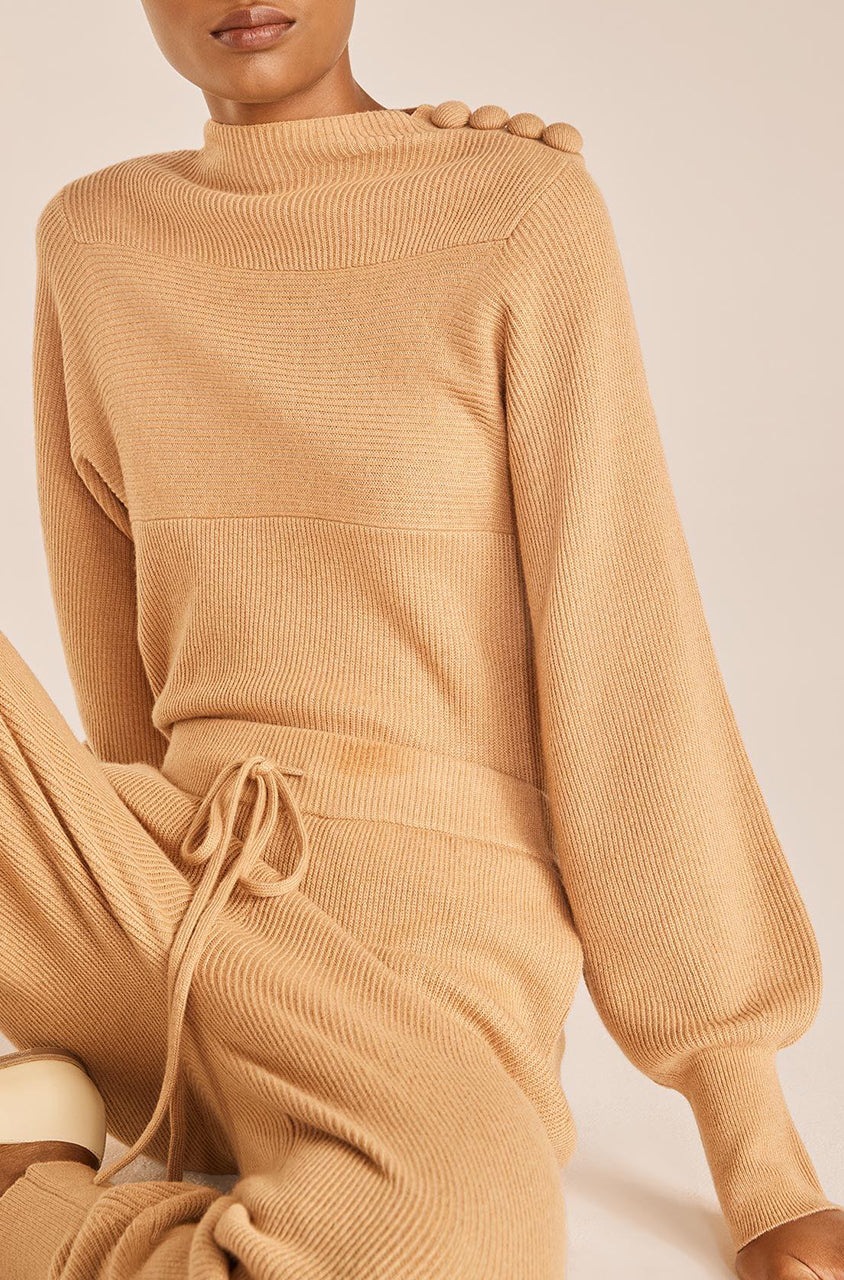 Rebecca Taylor Rib Mock Neck in Honey