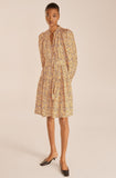 Speckled Fleur Belted Long Sleeve Dress