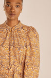 Speckled Fleur Belted Long Sleeve Dress