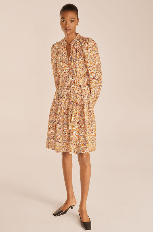 Speckled Fleur Puff Sleeve Dress