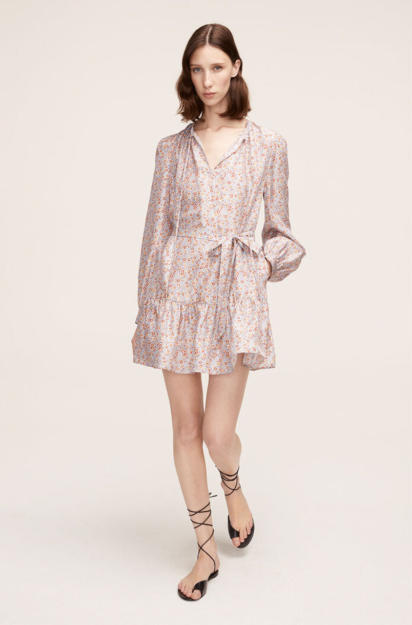 Violet Fleur Glass Blue Combo Violet Fleur Belted Silk Dress