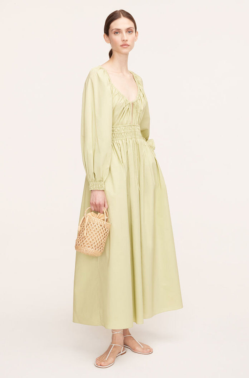 Rebecca Taylor Poplin Smocked Waist Dress in Matcha