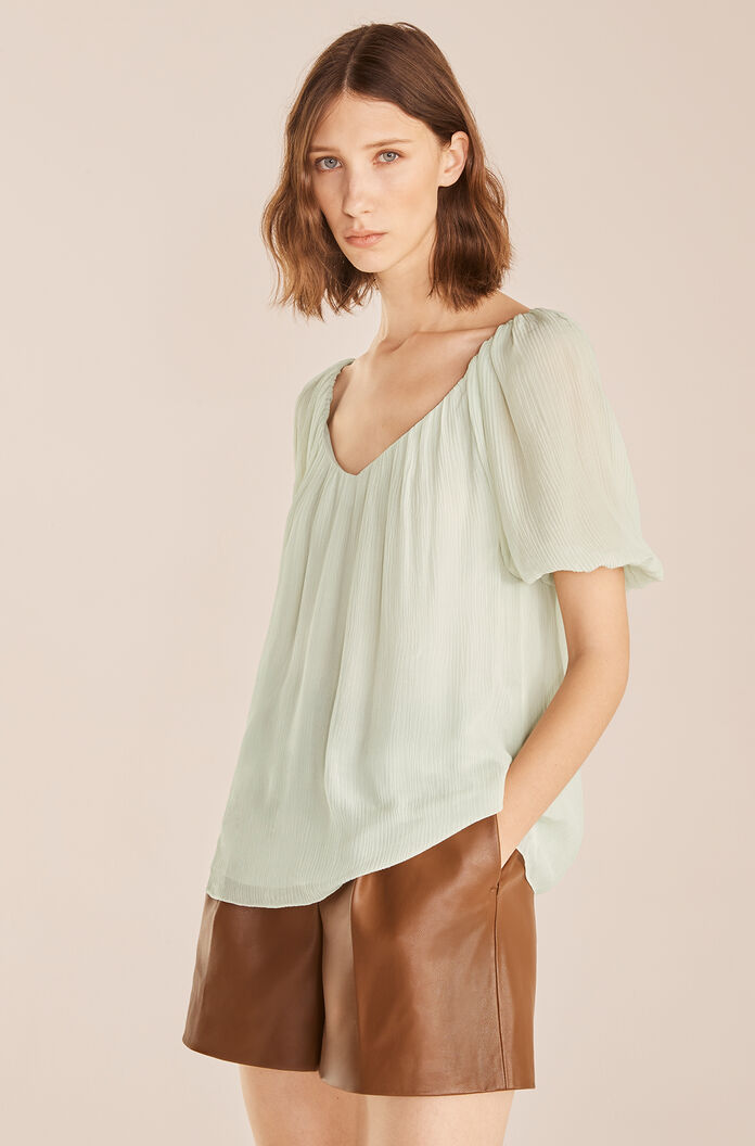  Puff Sleeve Top in Aloe by Rebecca Taylor