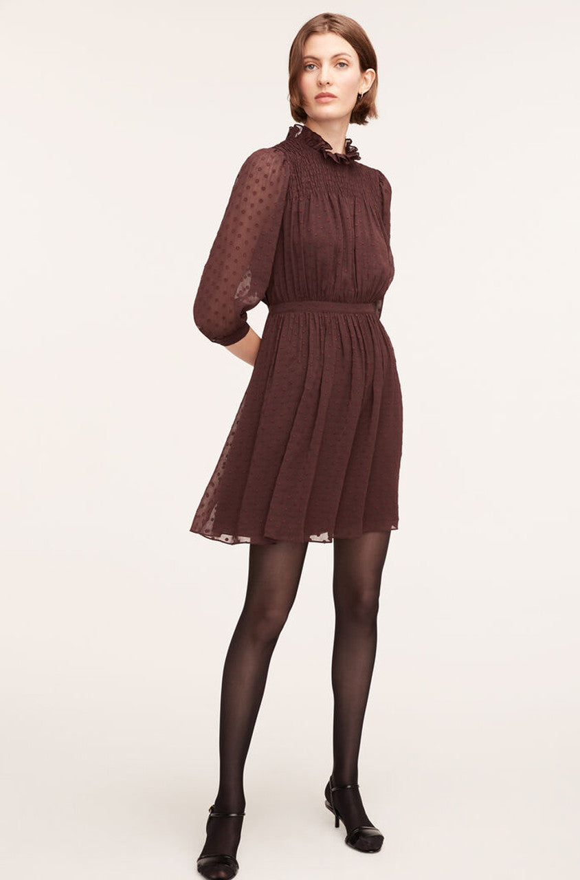 Rebecca Taylor Clip-Dot Shirt Dress in Port