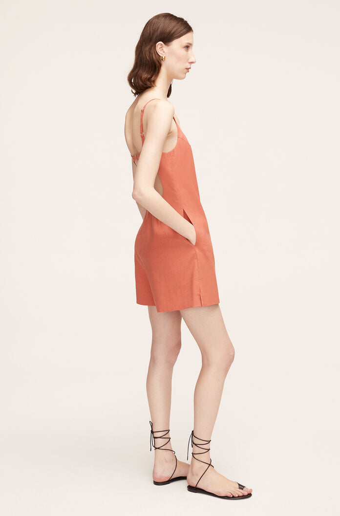 Stretch Linen Skirted Romper