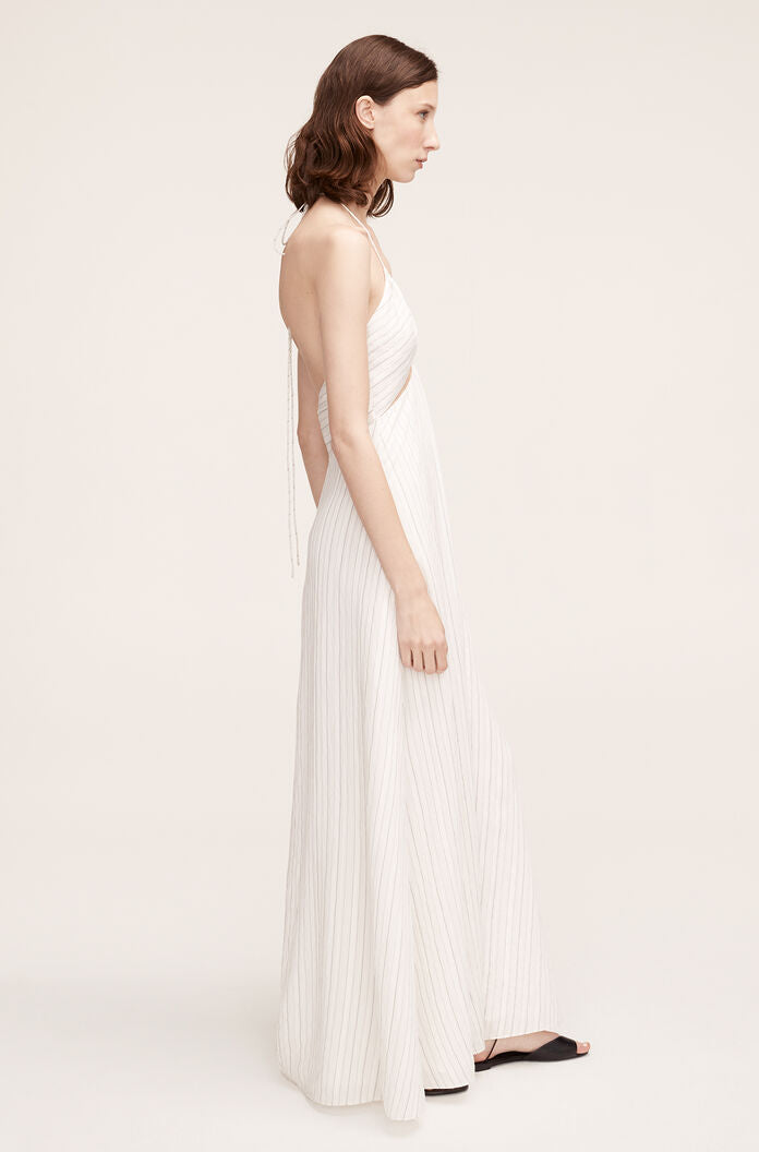 Rumpled Stripe Halter Dress