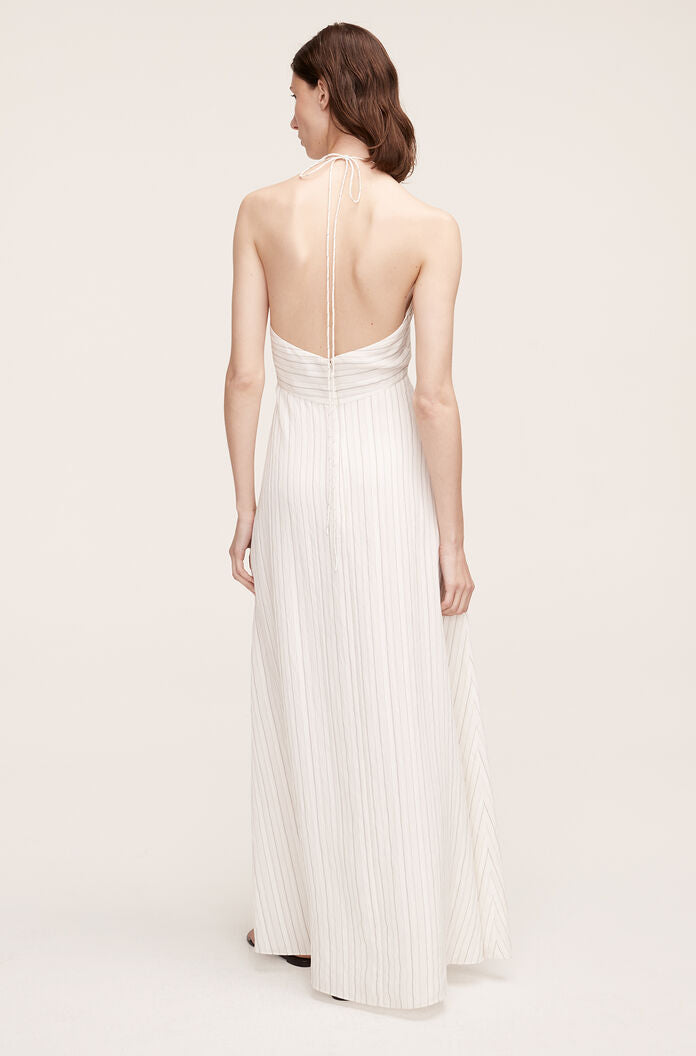 Rumpled Stripe Halter Dress
