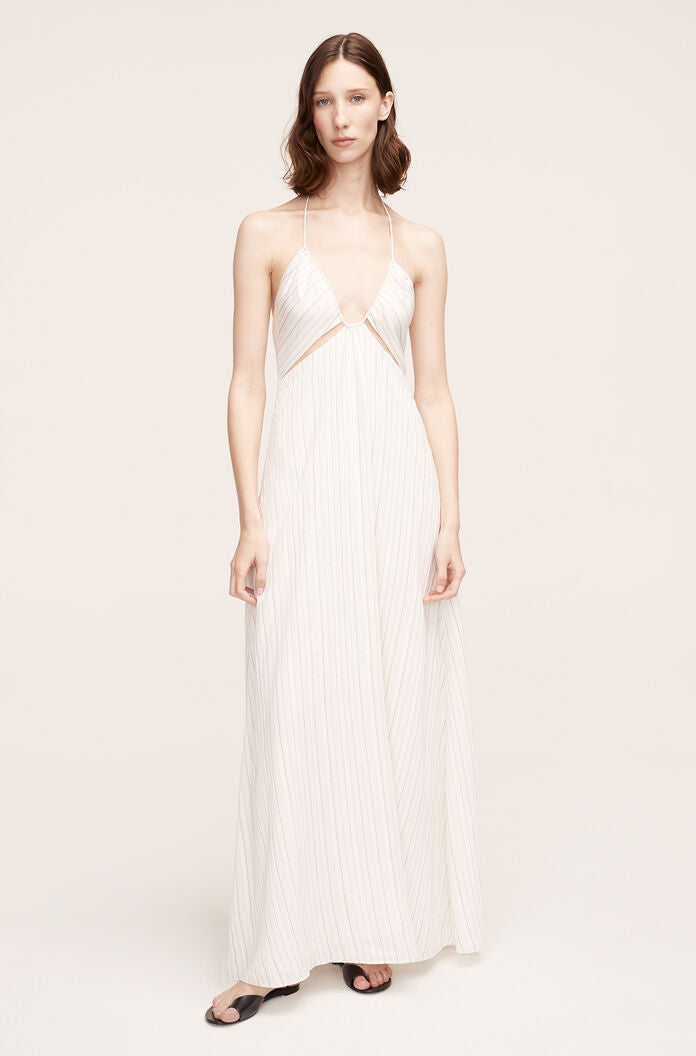 Rumpled Stripe Halter Dress