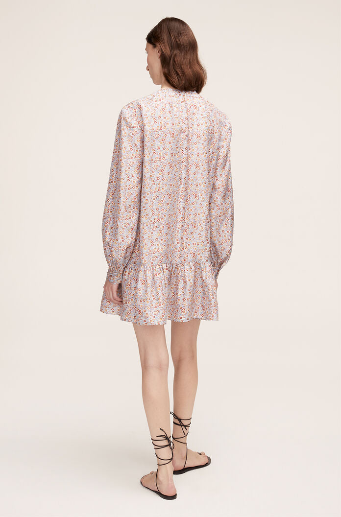 Violet Fleur Belted Silk Dress